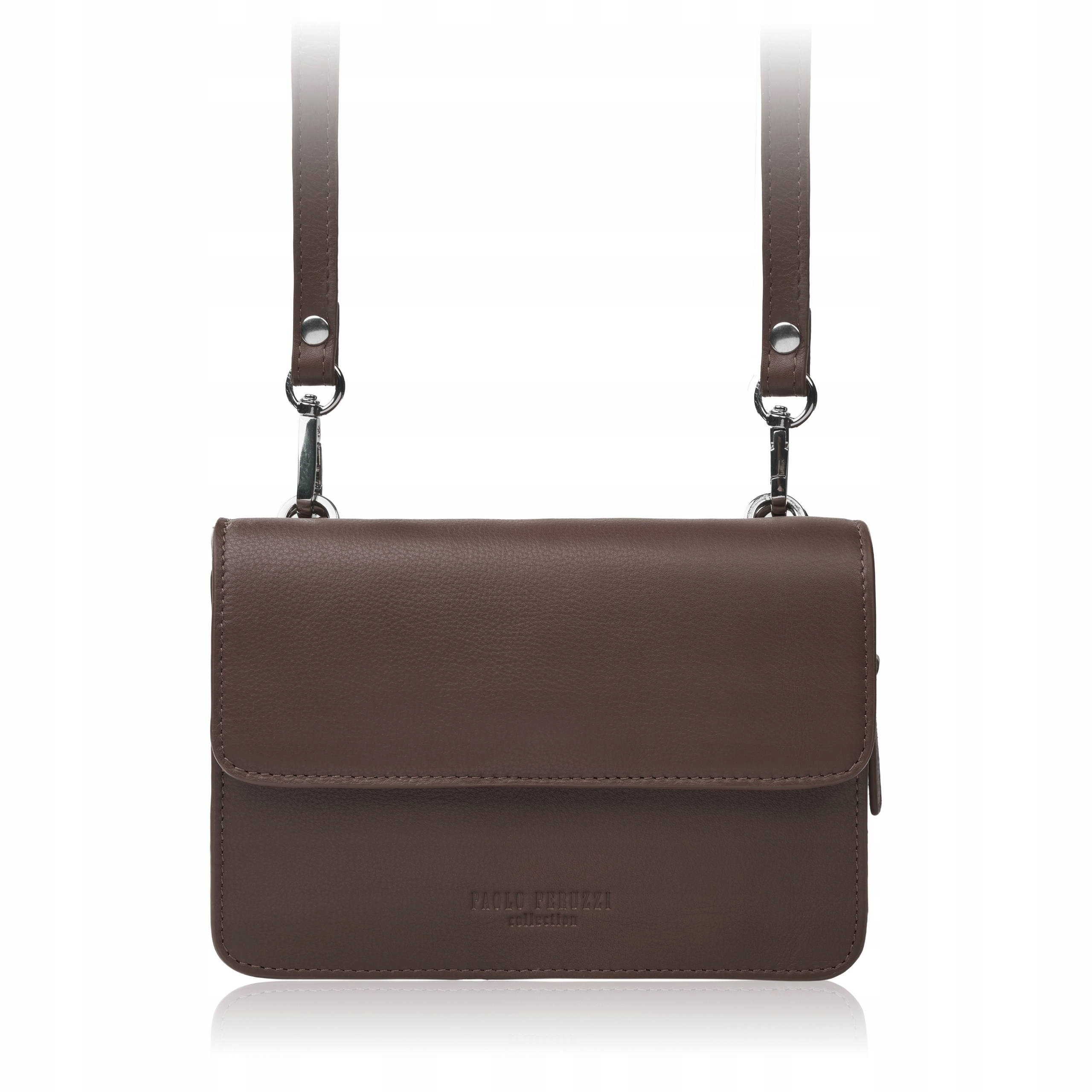 Malá dámská kožená kabelka psaníčko 2v1 hnědá Paolo Peruzzi