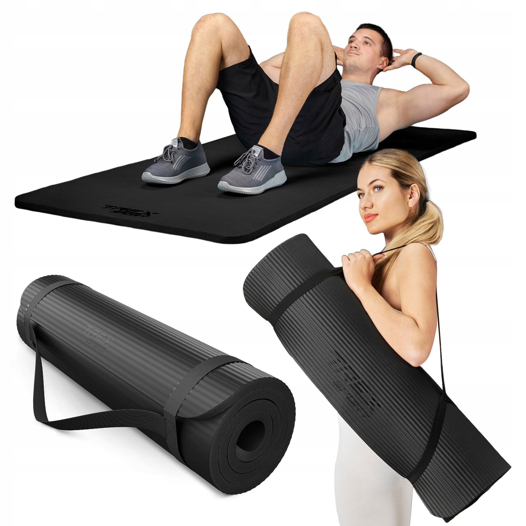 Mata do ćwiczeń gruba 2 cm 190x80cm joga fitness antypoślizgowa Trex Sport