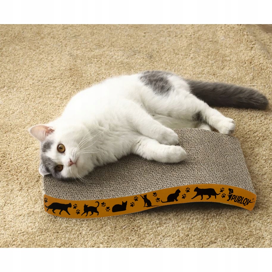 Когтеточка для кошек, горизонтальная кошачья кровать, шезлонг, волна, картон, картон, 43 см, фирменная когтеточка для кошек