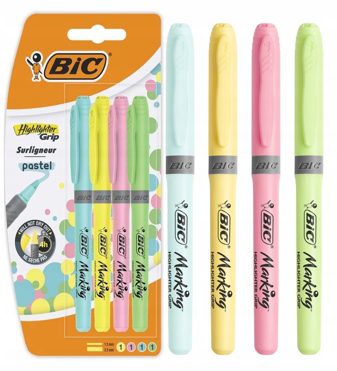 

Zestaw zakreślacze pastelowe Bic 4 szt. High. Grip