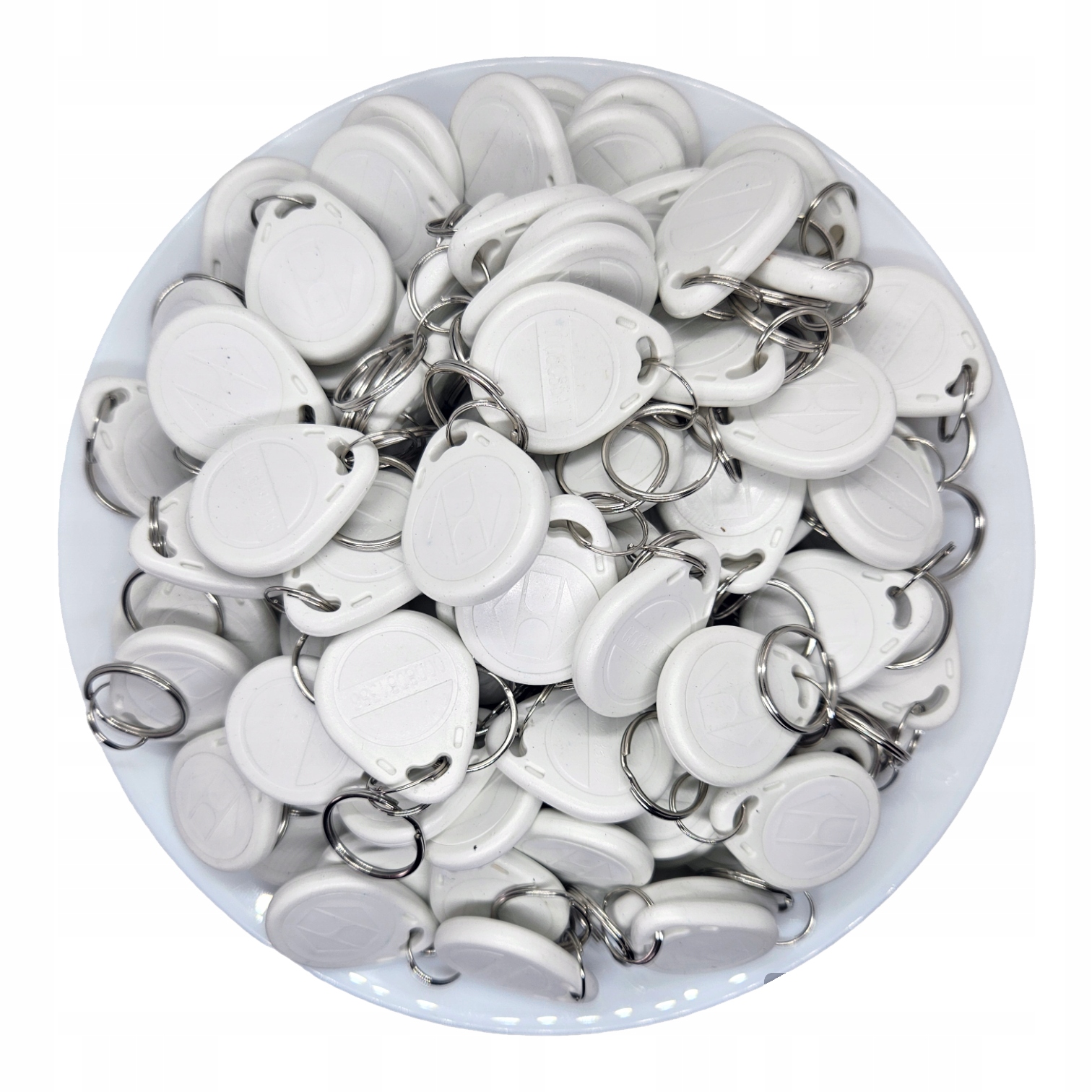 100 SZT. BRELOK BRELOCZEK RFID UNIQUE 125 kHz EM4100 BIAŁY ZAWIESZKA