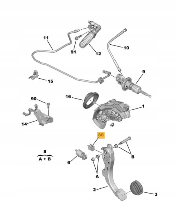 MOCOWANIE PEDAŁU SPRZĘGŁA CITROEN C5 AIRCROSS JUMPY IV SPACETOURER Typ silnika Diesel