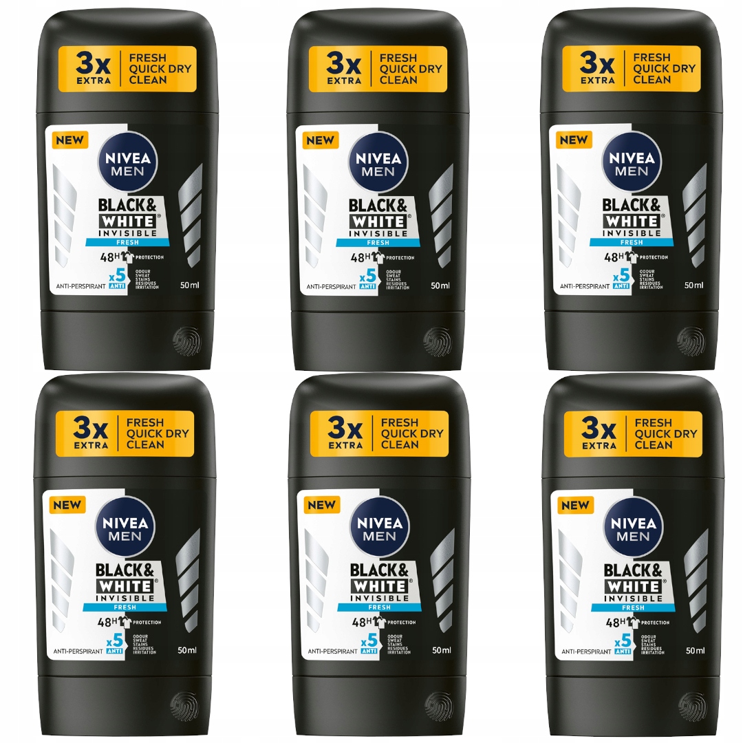 Nivea Men Black White Pánský antiperspirant pod pažemi, 50 ml x 6 ml