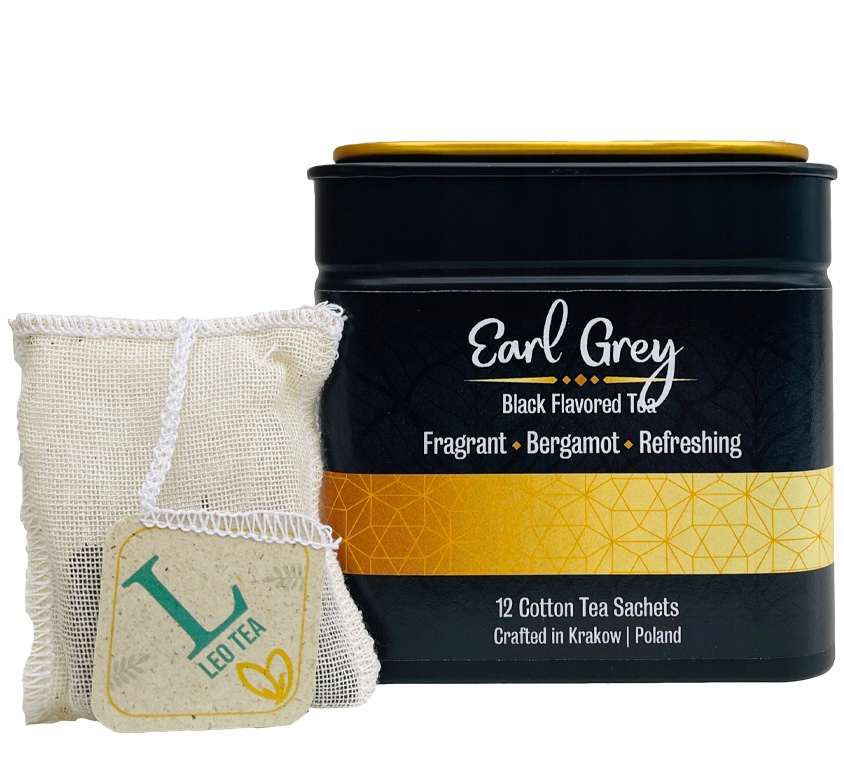 Earl Grey Čaj Černý Sáček v sáčcích Mušelínové Tašky v plechovce