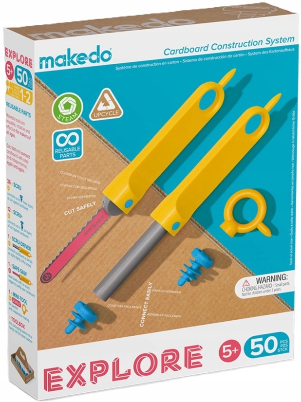 Makedo Explore Zestaw narzędzi do konstruowania Diy 50 el.