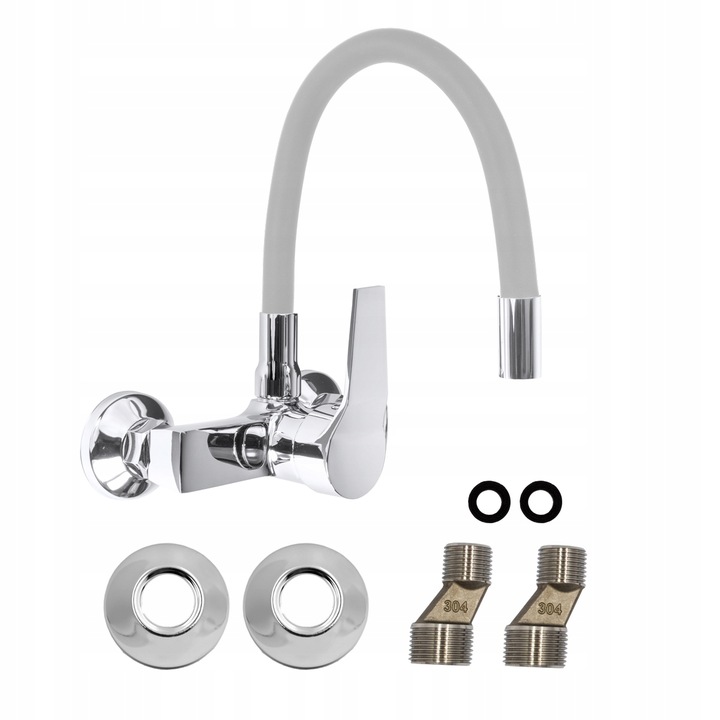 Šedá Kuchynská Nástenná Umývadlová Batéria Flexibilná Flex