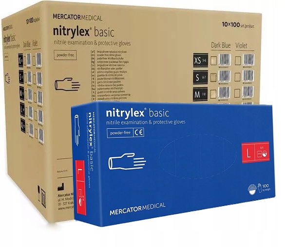 Levně Rukavice Na Jedno Použití Nitrylex Basic Dark Blue 9-L 100 Ks 10 Balení