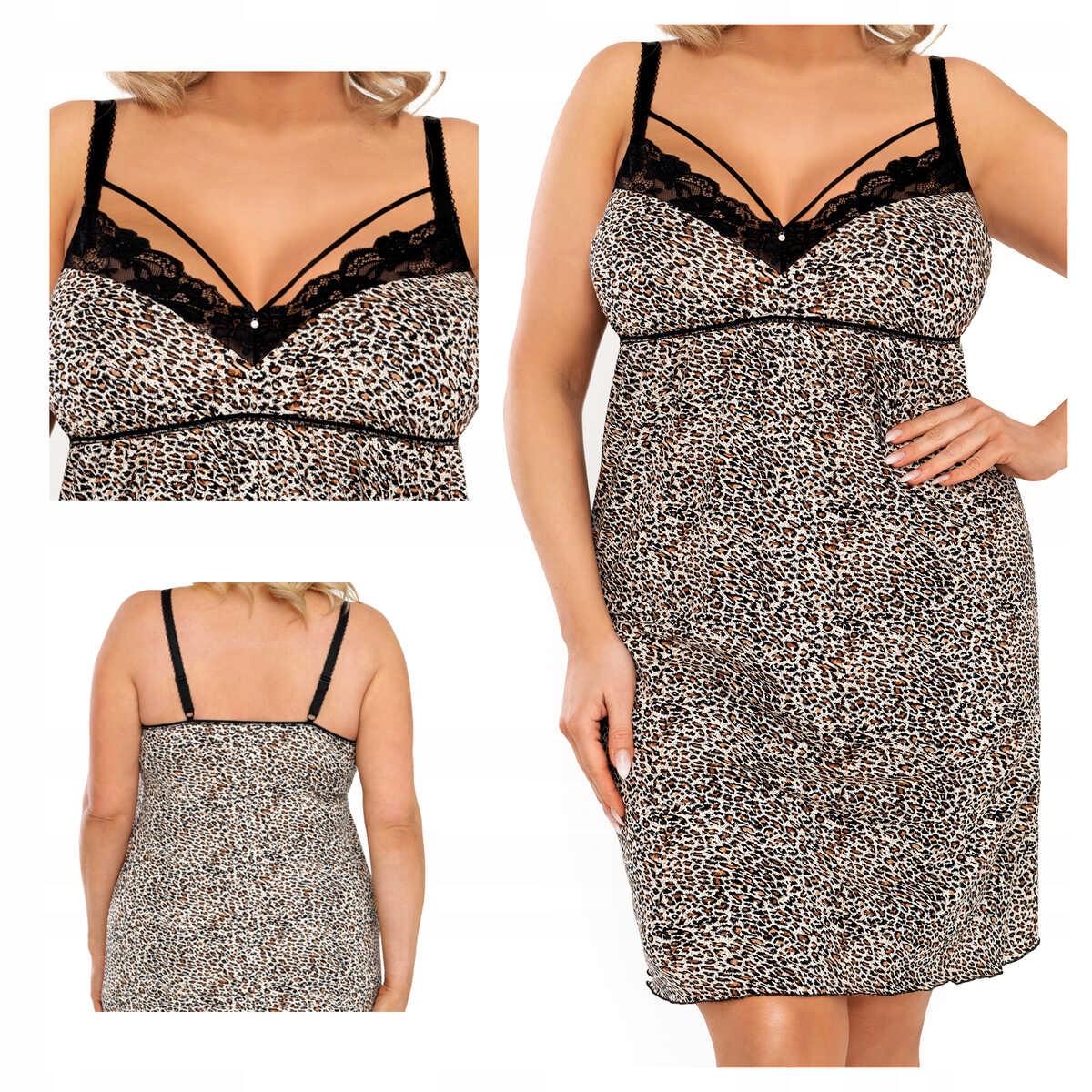 Donna Košile noční z viskózy s krajkovými ramínky Omari2 plus 3XL