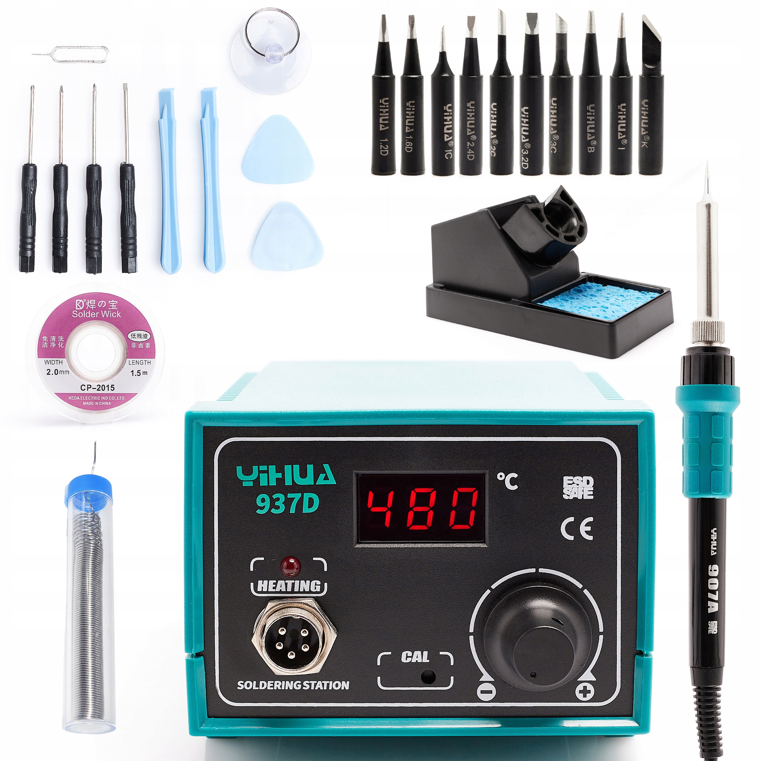 Pájecí Stanice Yihua 937D 40W Černé Hroty Cín Esd Techrebal