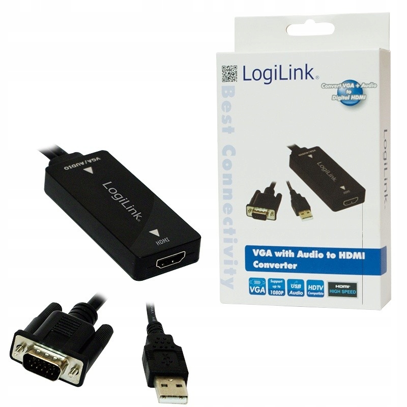 LogiLink Konwerter Vga do Hdmi z audio Usb 1.1 Czarny