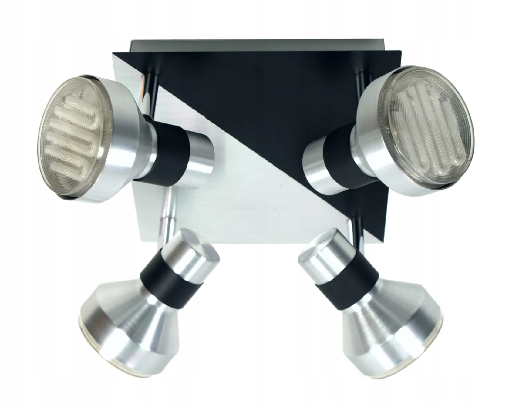 Stropné svietidlo štvorcové 4 reflektory čierne strieborné do obývačky Candellux