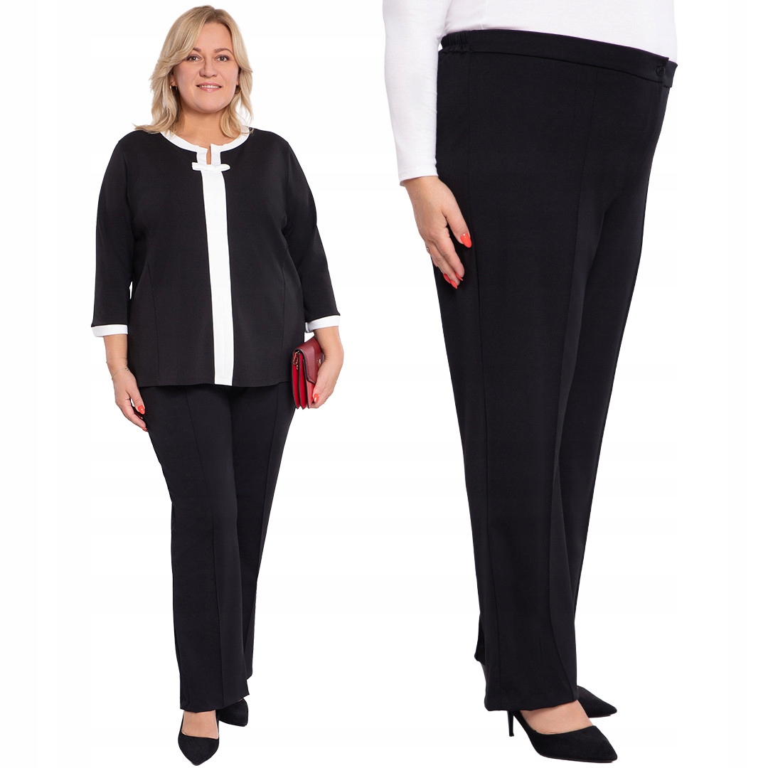 Elegantní černé hladké kalhoty 56