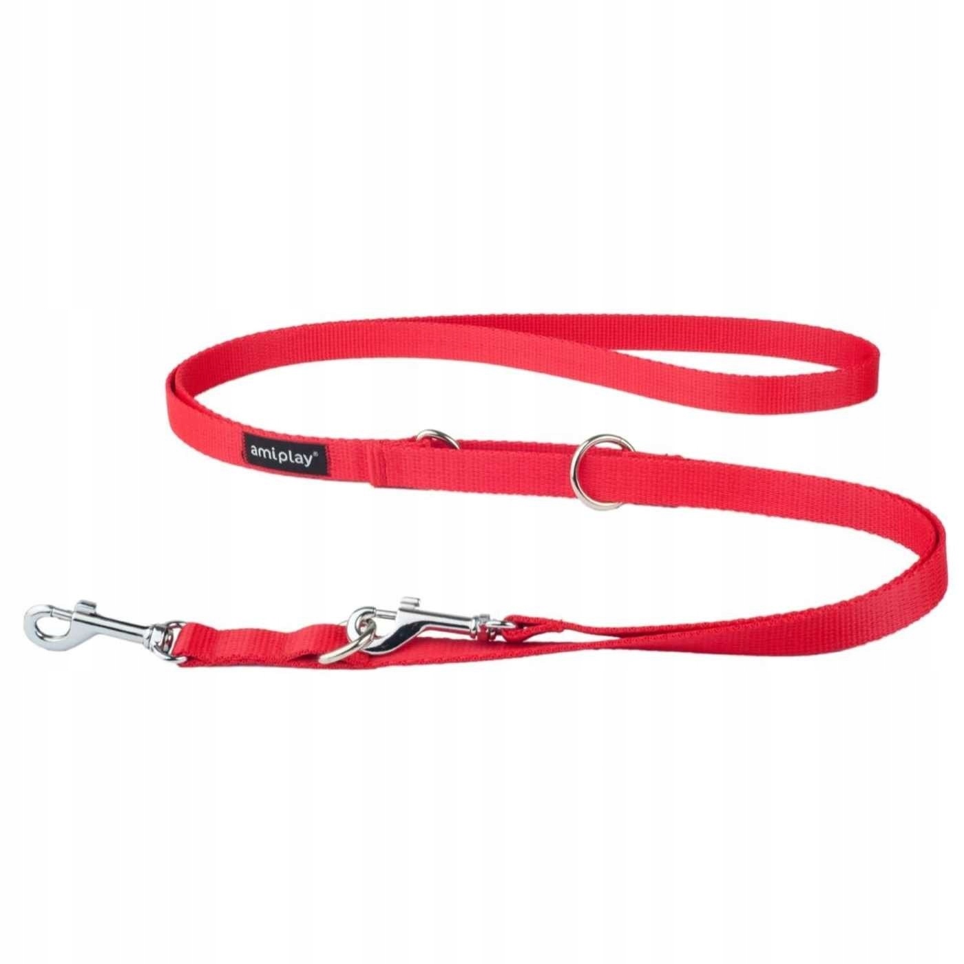 

amiplay Smycz Basic 6w1 100-200cm/2cm L Czerwona