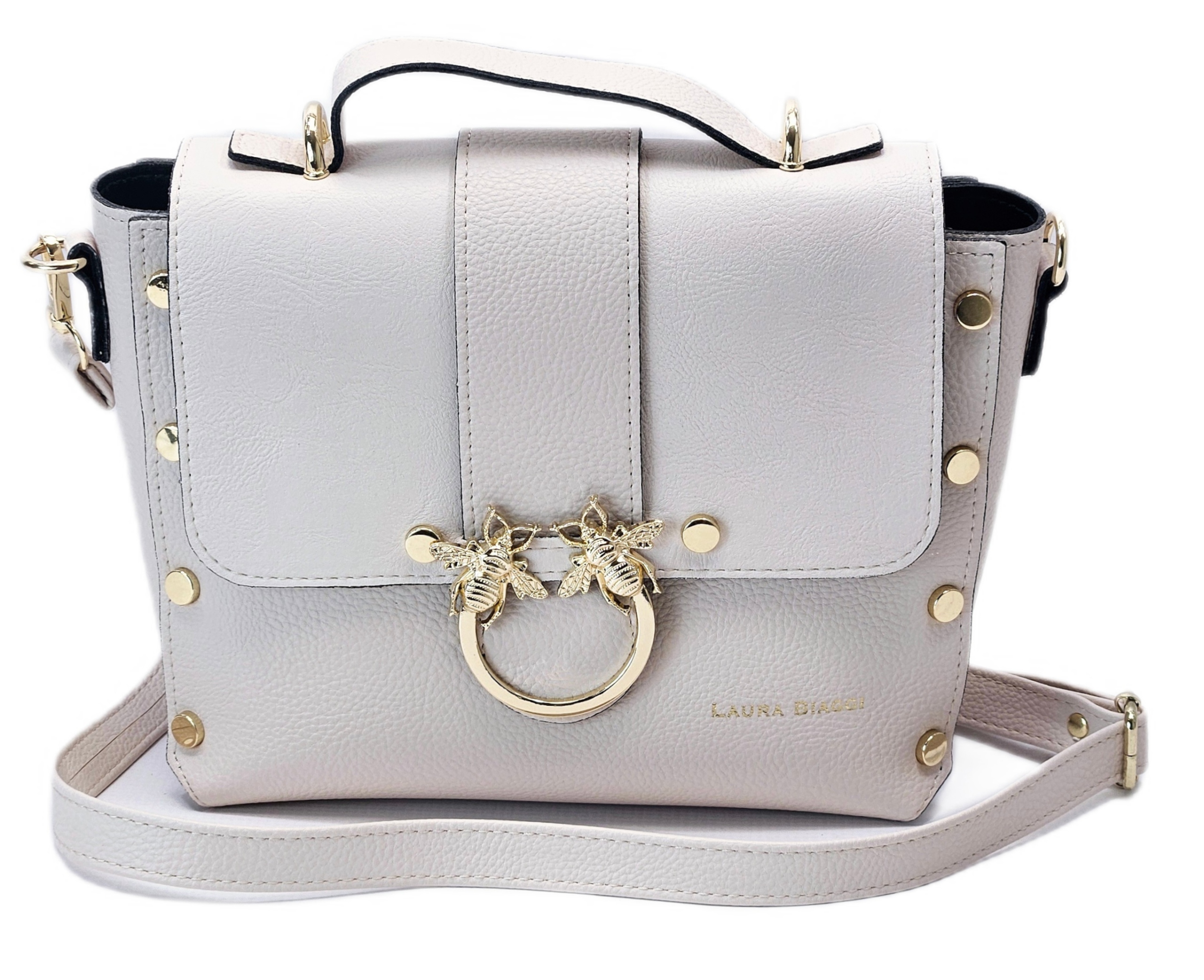 Laura Biaggi Polská Dámská Kabelka Kufřík Přes Rameno Béžová Kůže Eko Logo