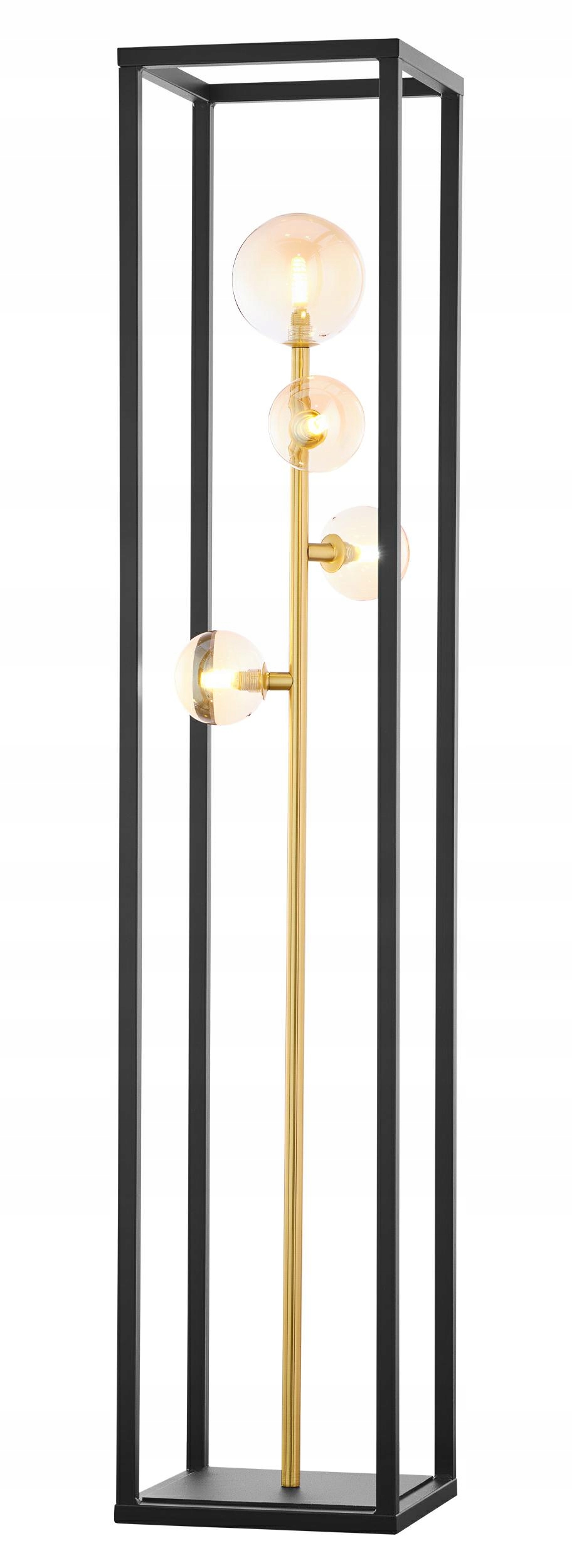 Podlahová lampa Neptun Černá Jantarová Skleněné Stínidla 4xG9 150 cm Dům