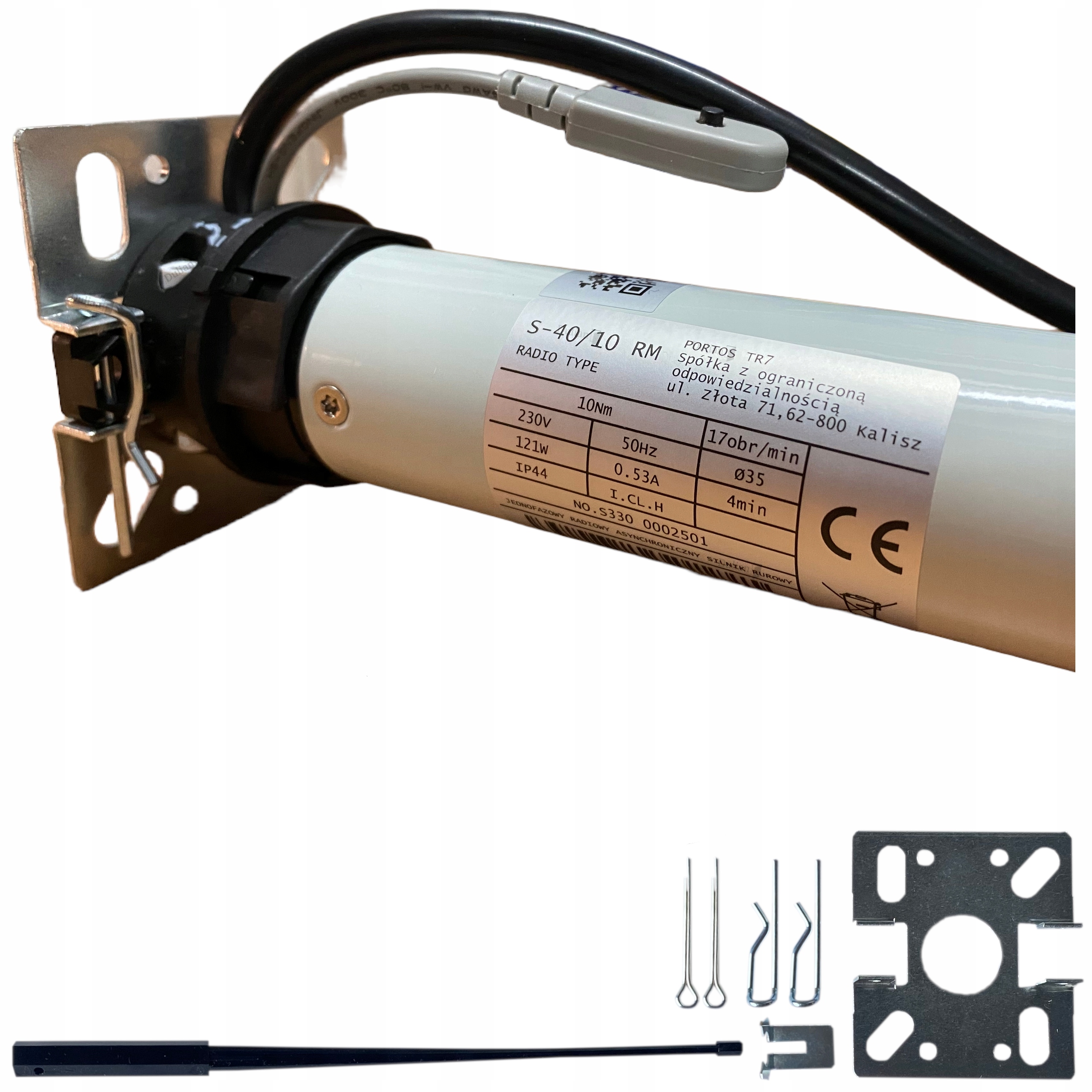 Silnik napęd radiowy do rolet zewnętrznych Portos Fi 40mm 10Nm S-40/10RM