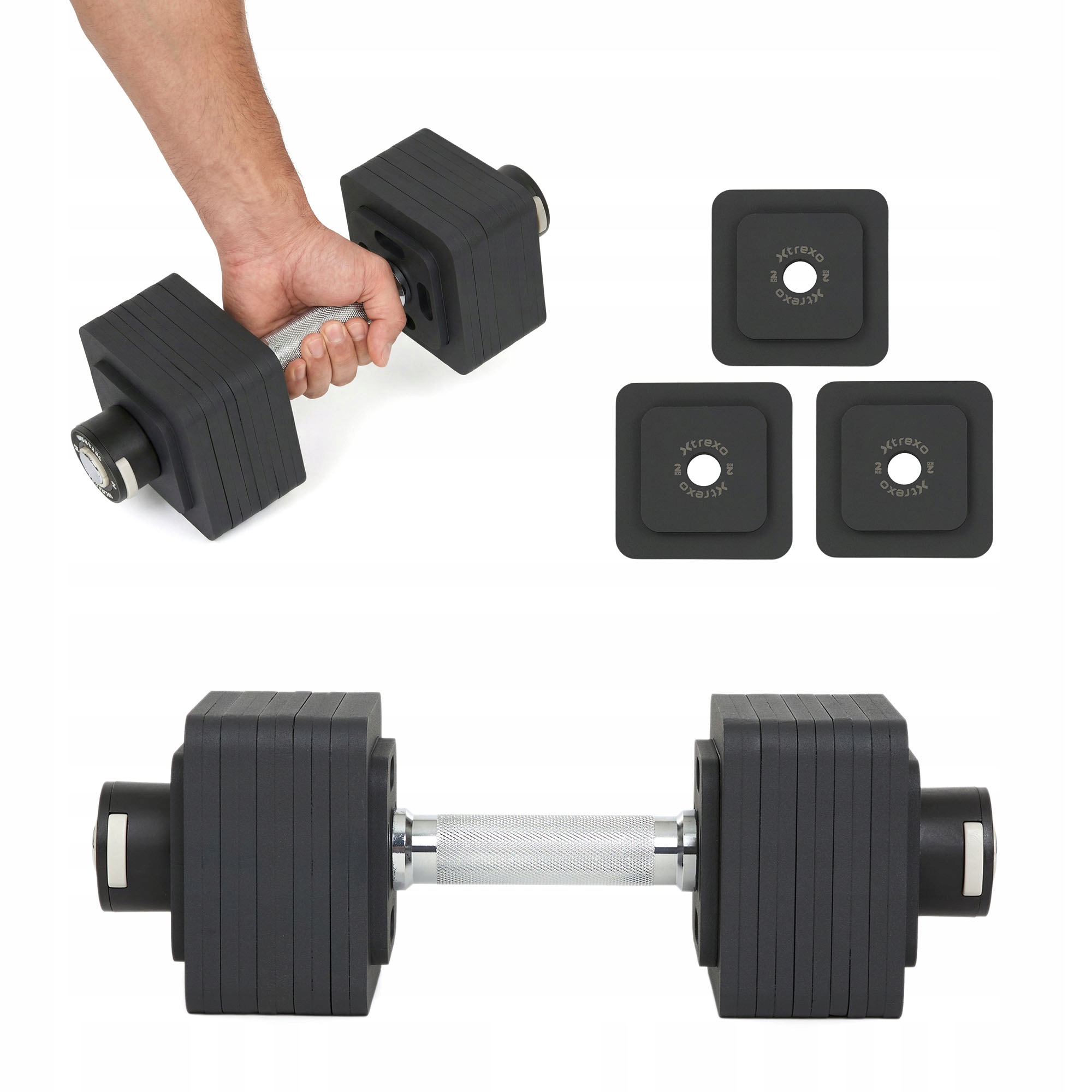 Hantel regulowany Xtrexo zestaw od 3 do 23 kg Solidny Żeliwny ciężarek