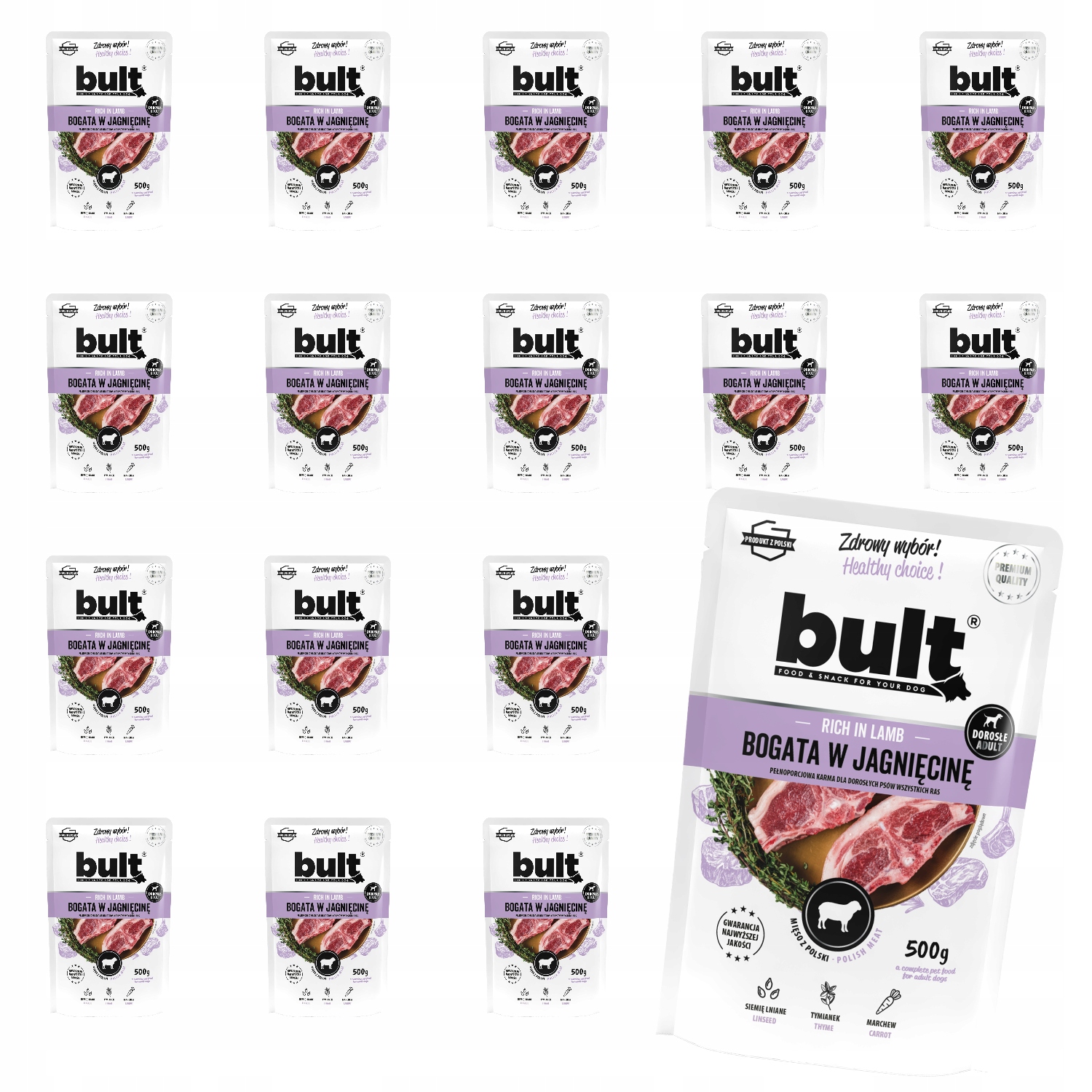 Levně Vlhké Krmivo Pro Psa Bult Sáček Mletý Bohatý Na Jehněčí Maso 20x500G