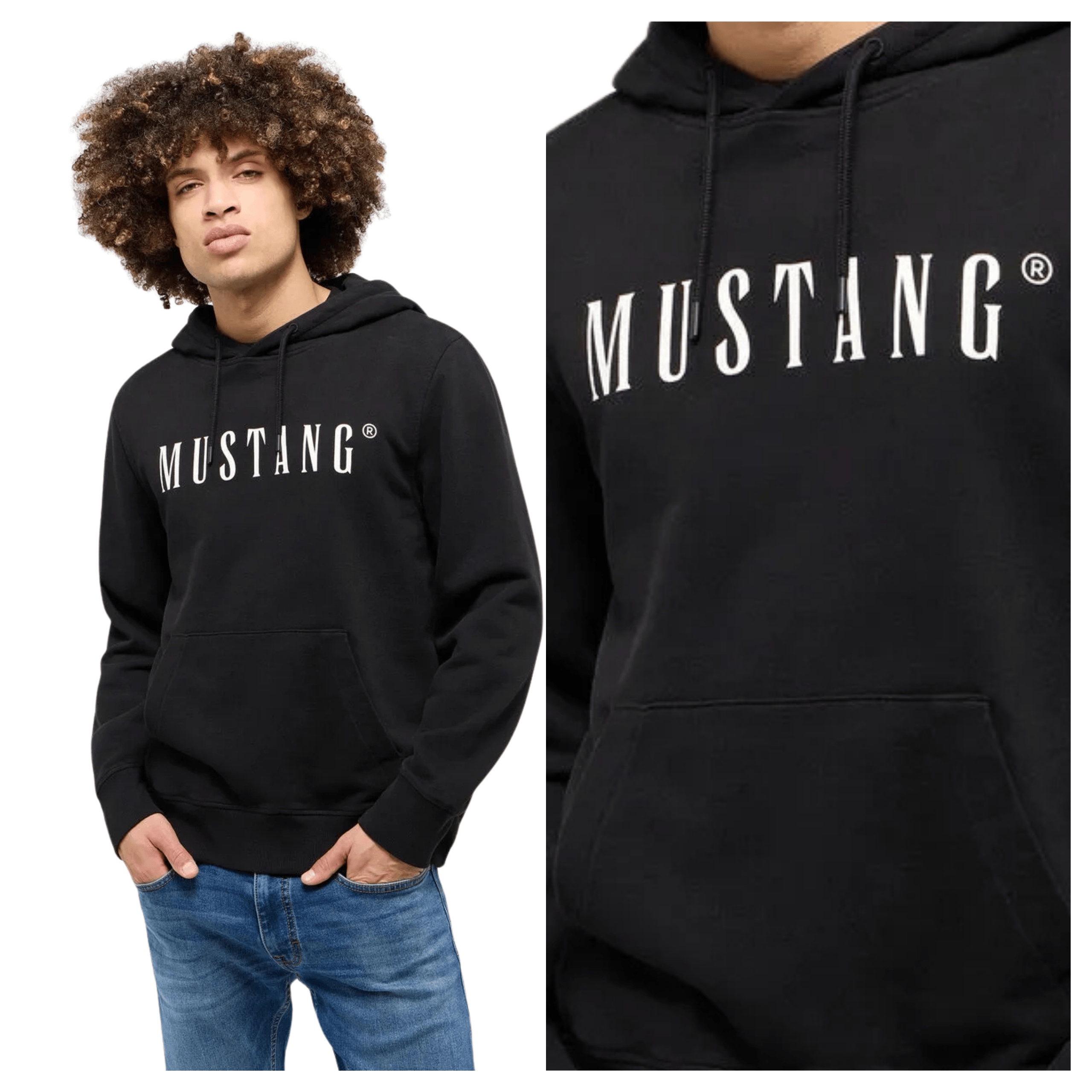 Pánská Mikina Mustang Bronson Černá Nerozepínací Regular Fit 6XL