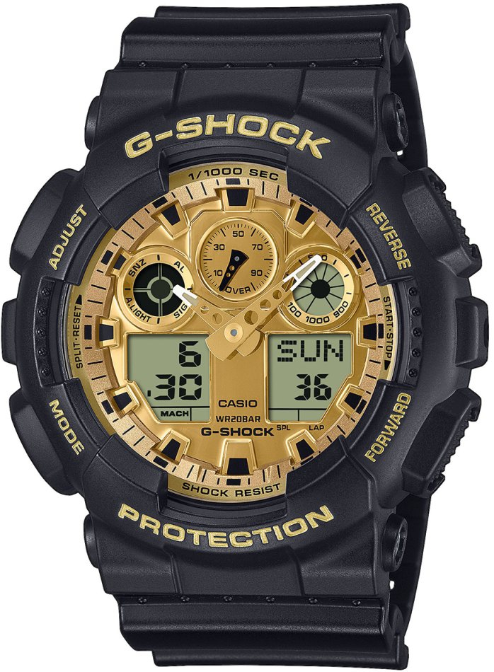 Zegarek męski G-shock GA-100GGB-1A9ER czarny sportowy wstrząsoodporne