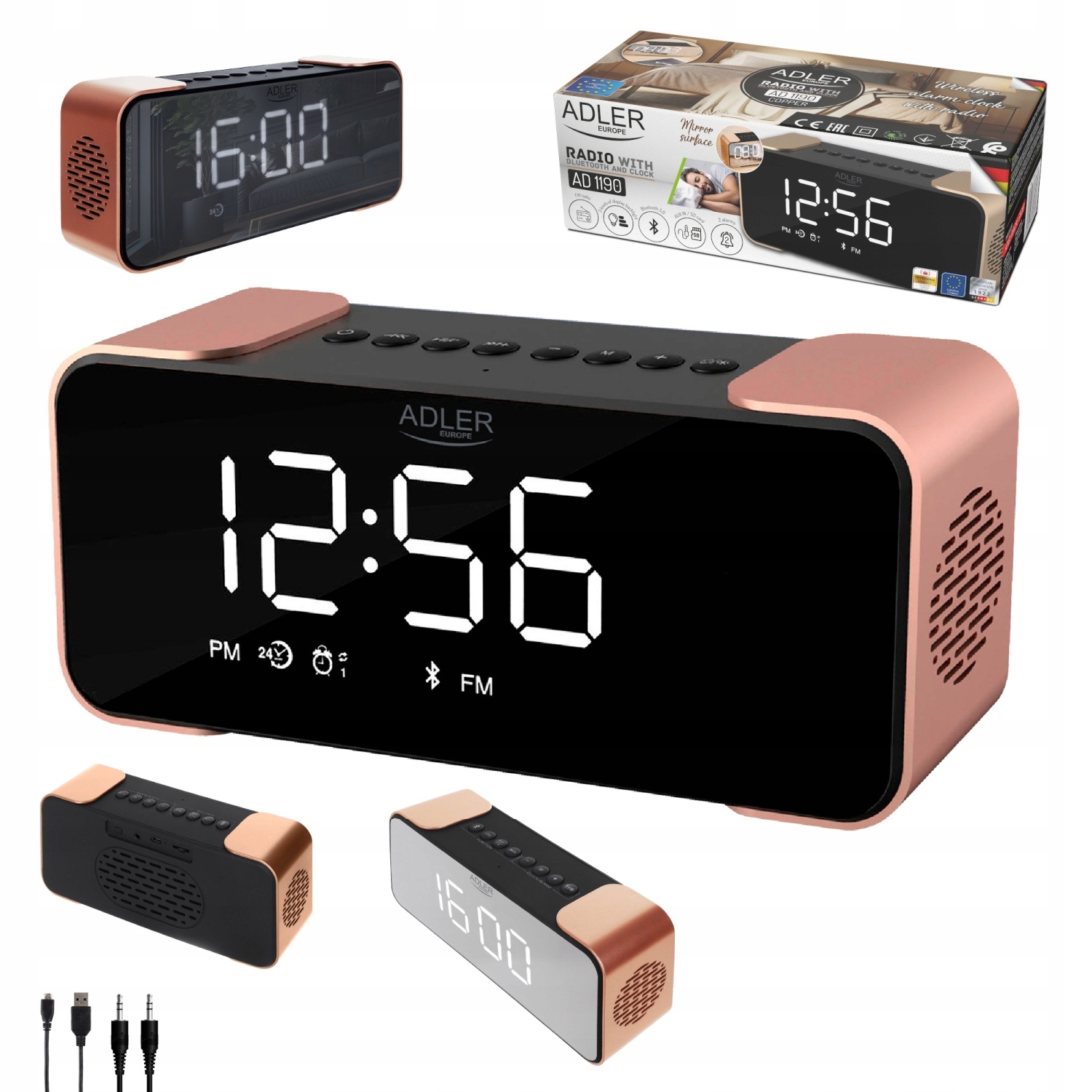 Radiobudík Bezdrátový Led Usb Rádio Hodiny Bluetooth Fm/aux/sd Ad 1190