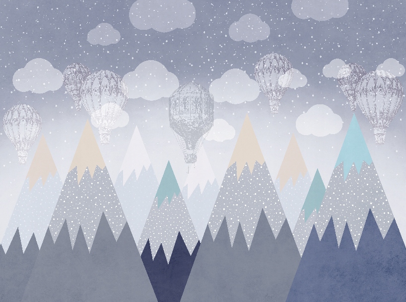 Fototapeta Hory a balóny pre deti 350 x 260 cm, štruktúra 350 g