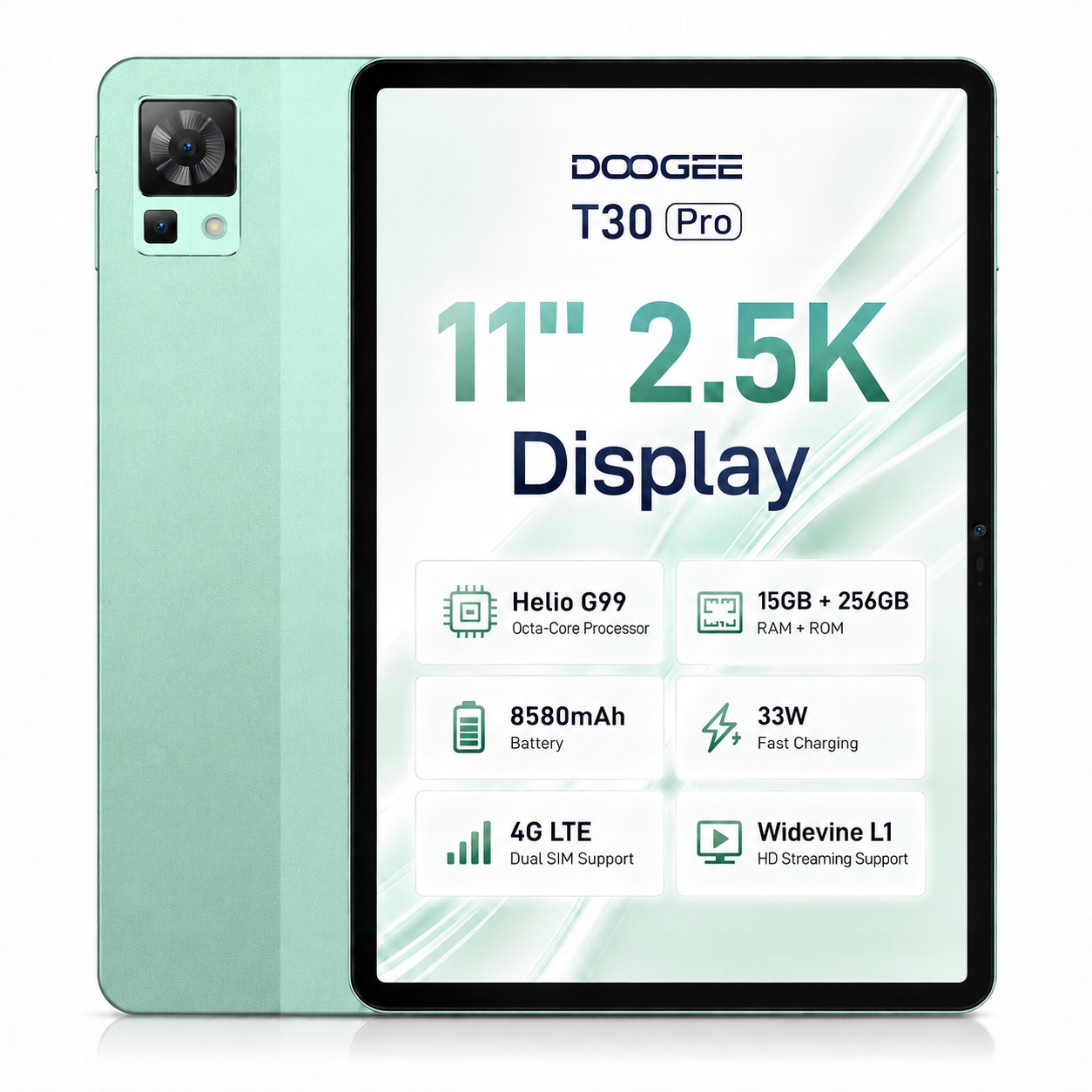 Tablet 4G Lte Doogee T30Pro 11" 8/256 Gb 8580mAh Helio G99 20+2MP