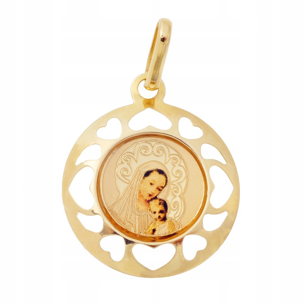Zlatý Medailonek Přívěsek Matka Boží s Ježíškem