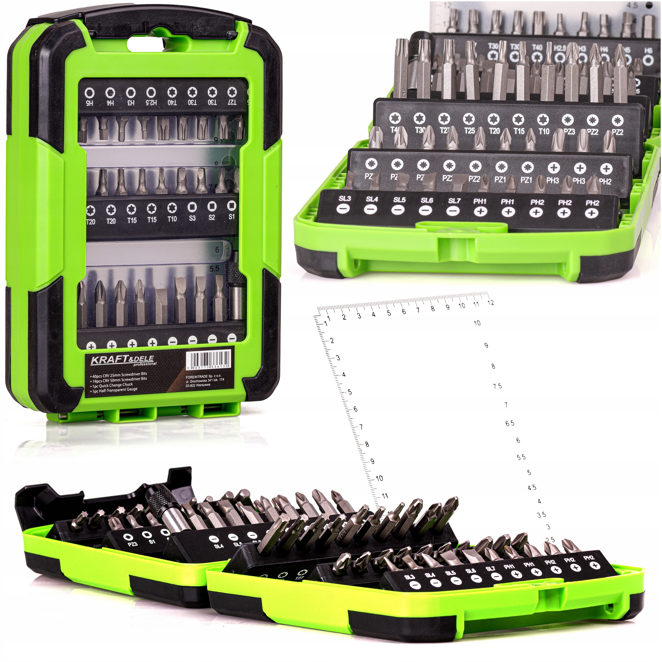 Zestaw bitów do WKRĘTARKI 61 elementów. ORGANIZER Liczba elementów w zestawie 61 szt.
