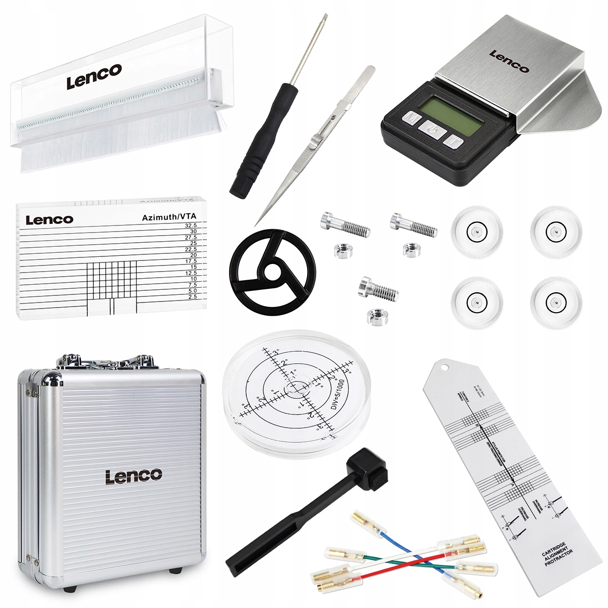 Lenco TTA-12IN1PRO Váha Vodováha Kefa Šablóna Kábel Skrutkovač Pinzeta