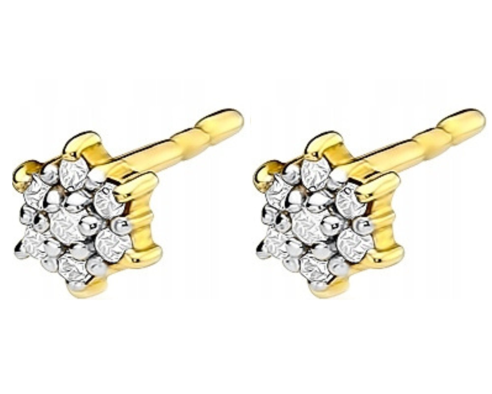 Zlaté náušnice s brilianty 0,12 ct, tyčinky, vruty