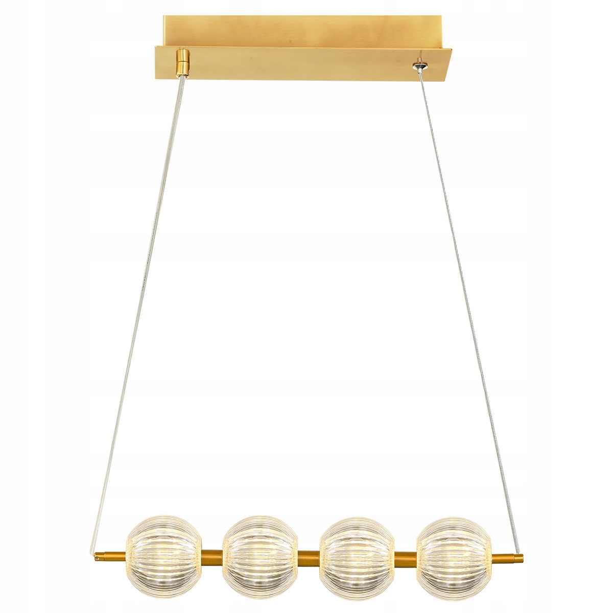 Dlouhá Led lampa Brillant 4 křišťálová jablka nad jídelní stůl