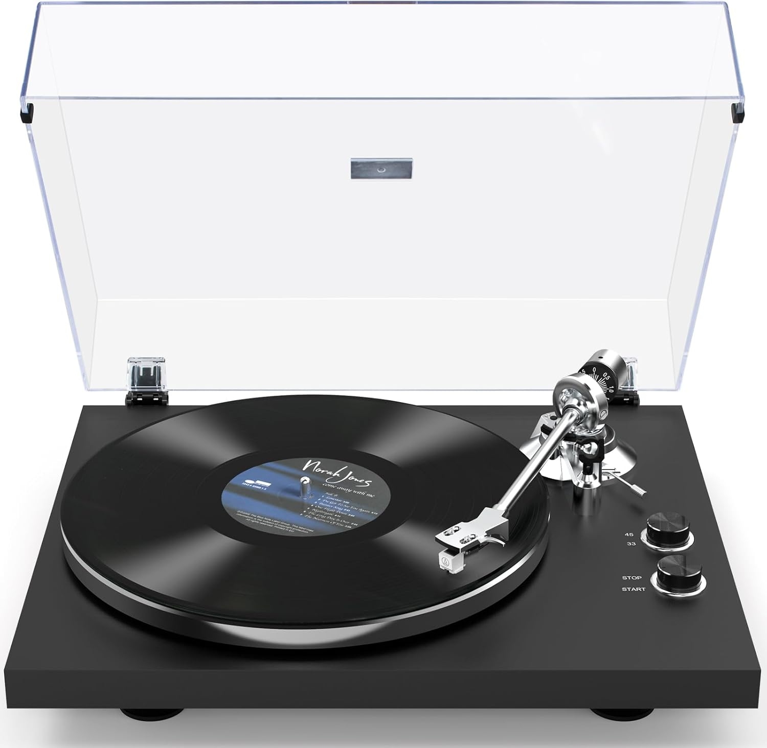 Gramofon winylowy płyta Napd pasowy 2 biegowy Bezprzewodowy H0056 Czarny