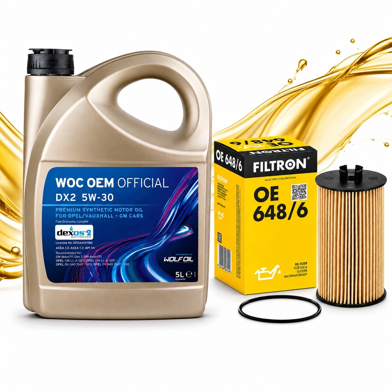 Olej Gm-woc 5V30 5L Filtr OE648/6 Opel Astra H J Zafira B Insignia Mokka