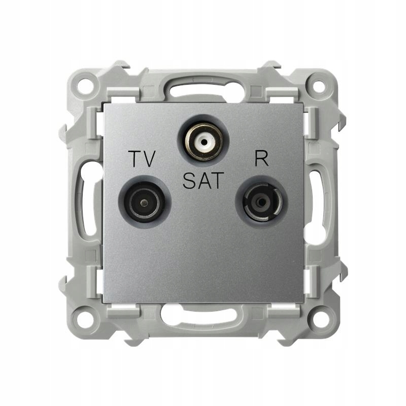 Ospel Safír stříbrný průchozí zásuvka Rtv-sat GPA-ZSP/m/18