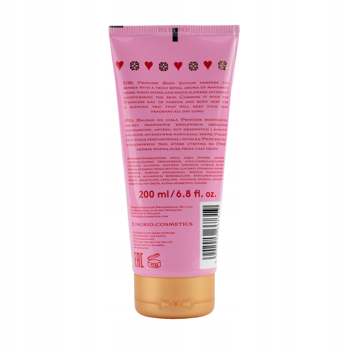 INGRID COSMETICS PRINCESS PERFUMOWANY BALSAM DO CIAŁA 200 ML EAN (GTIN) 5902026667319