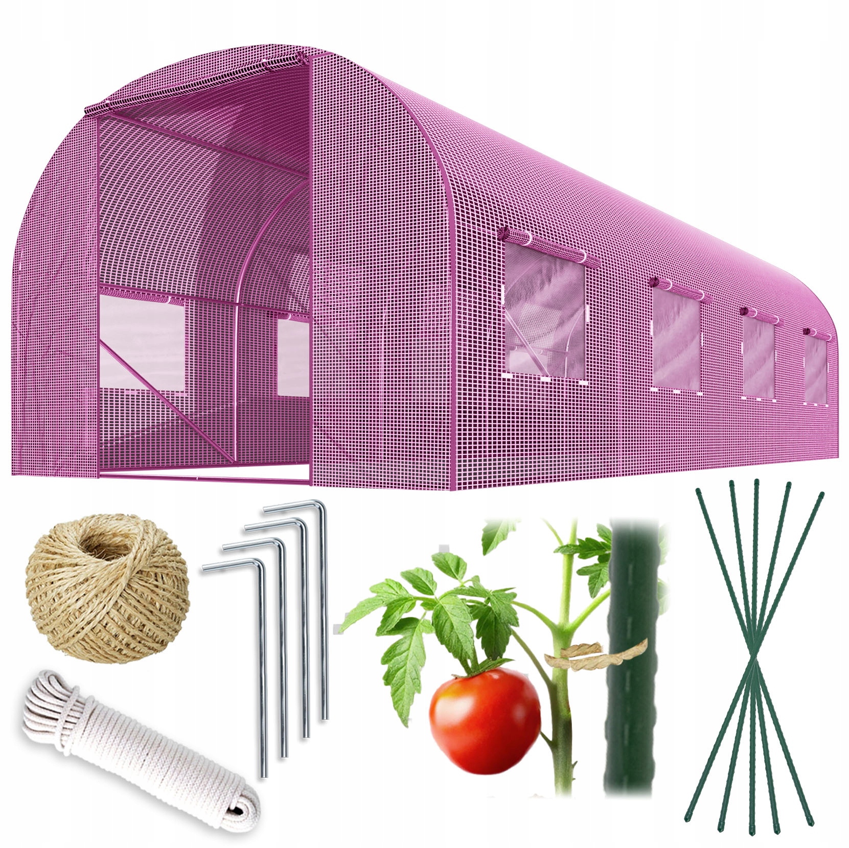 Plonos 4979-B Záhradný fóliový tunel 2,5 × 4 m, 140 g/m², ružový