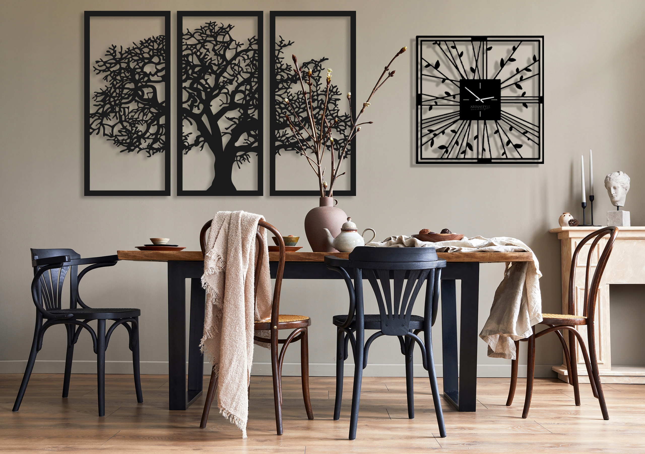 OBRAZ AŻUROWY DEKORACJA ŚCIENNA SALONU DRZEWO 3D Kolor ramy czerń