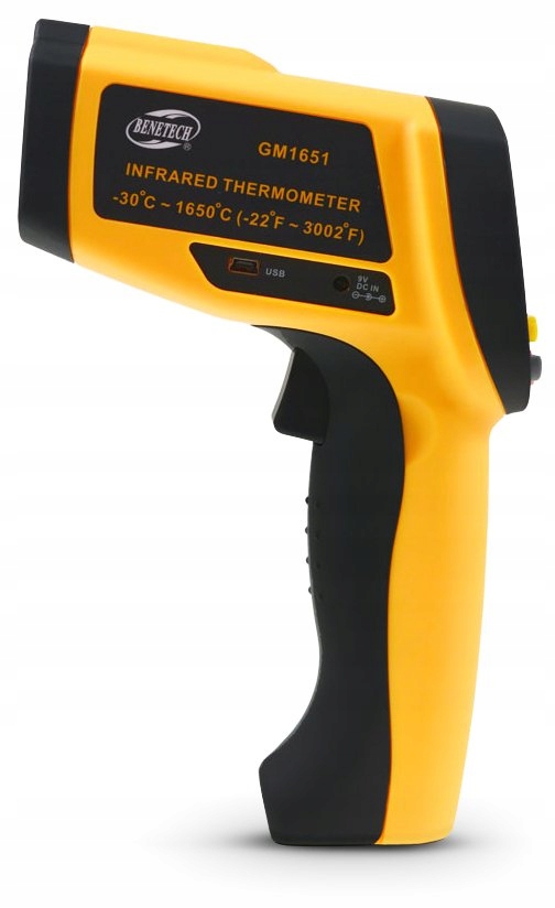 PIROMETR TERMOMETR LASEROWY BEZDOTYKOWY EMISYJNOŚĆ PODCZERWIEŃ -30+1650°USB Kod producenta 61.9038 emisyjność walizka