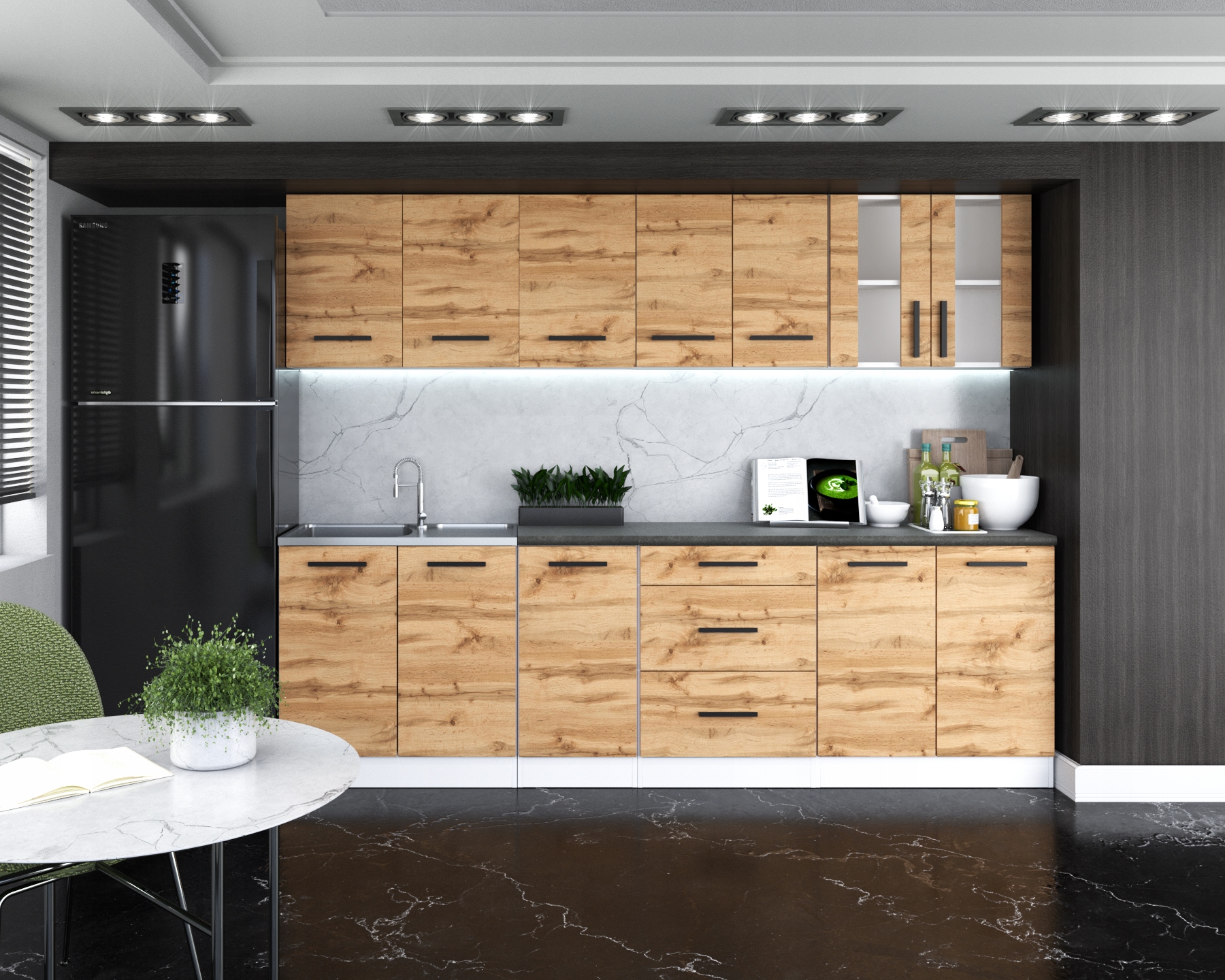 Meble kuchenne Zestaw mebli kuchennych Kuchnia REMO 2.6 m RÓŻNE KOLORY Rodzaj szafek pod zlewozmywak stojąca wisząca