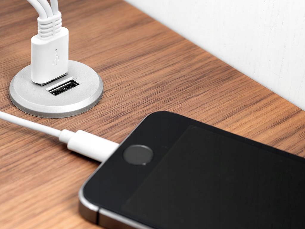 Ładowarka blatowa USB Ø37 srebrna kpl + ZASILACZ Marka Inna