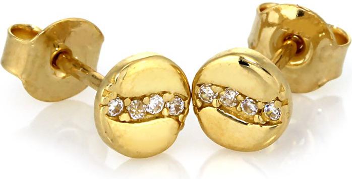 Zlaté jemné náušnice 585 kolečka s zirkony, elegantní jako dárek 14k