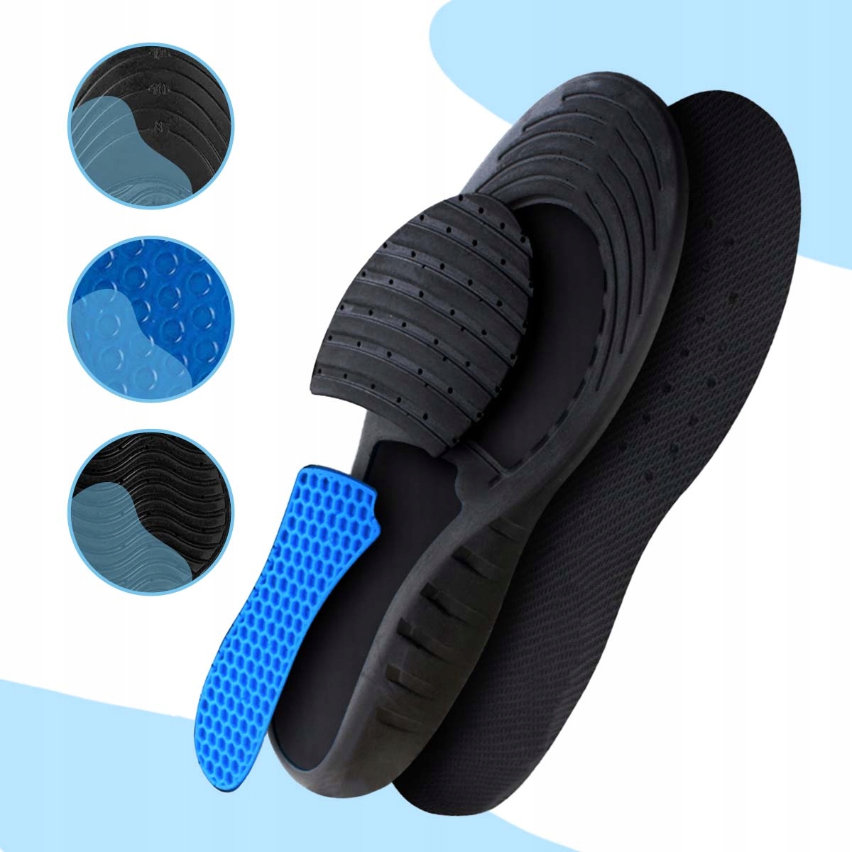 WKŁADKI DO BUTÓW ROBOCZYCH BHP BOLĄCE STOPY 40-46 Model PJ 004