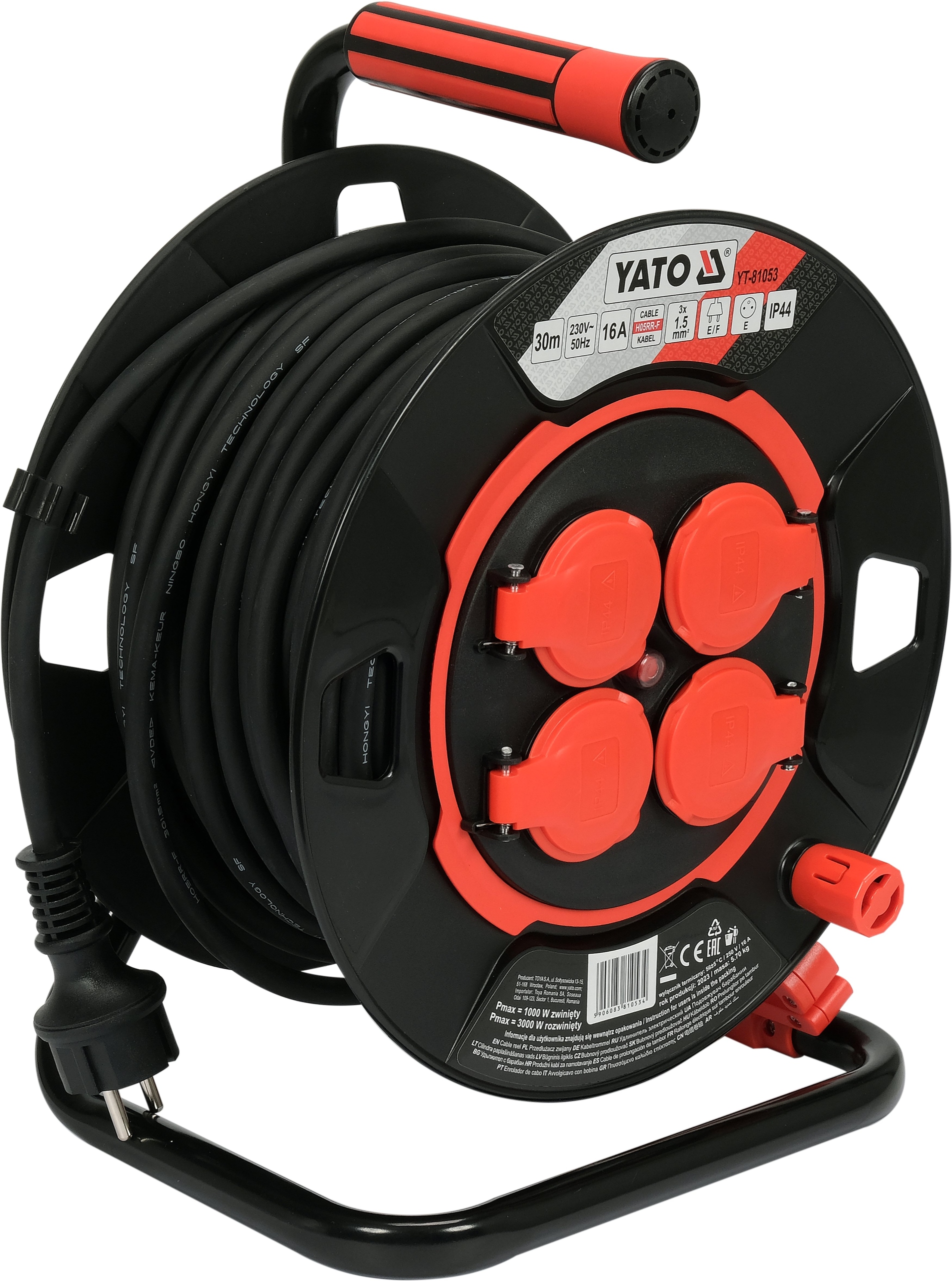 YATO PRZEDŁUŻACZ BĘBNOWY NA BĘBNIE 4 GNIAZDA 30m