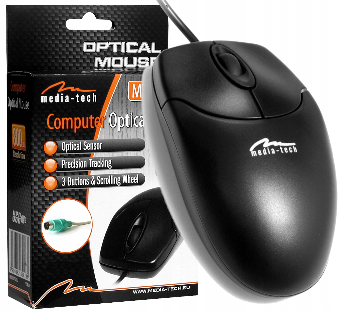 

Myszka Mysz Komputerowa MT1075 PS/2 800CPI Biurowa