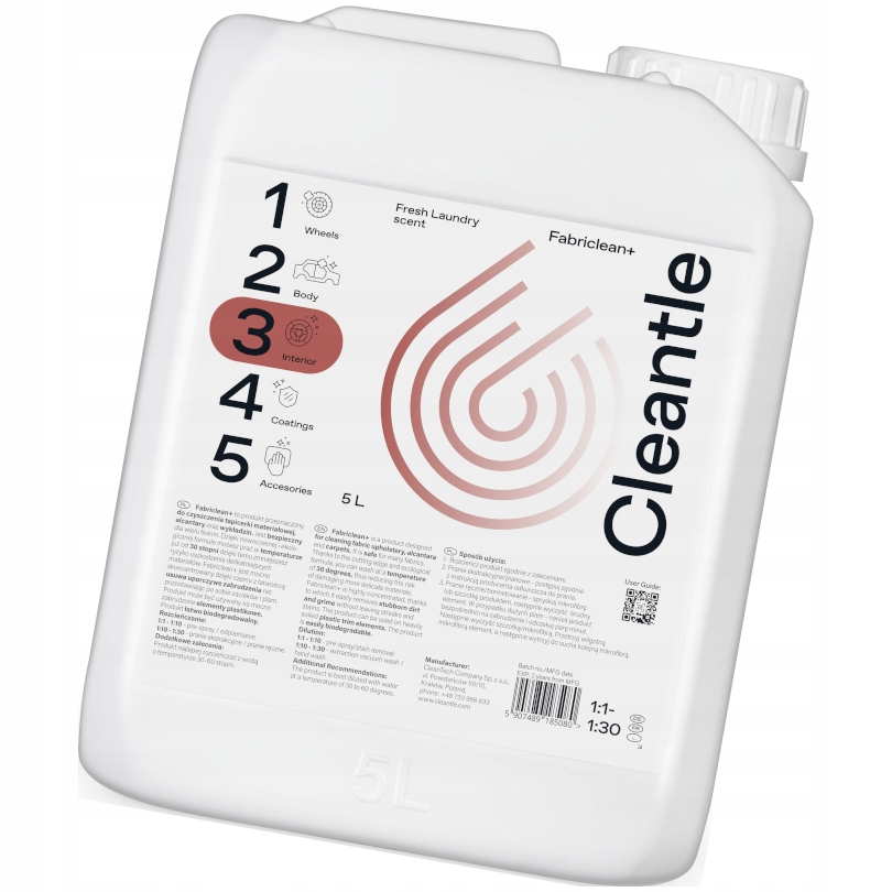 Cleantle Fabriclean+ 5L Do Prania Czyszczenia Tapicerki Foteli Podsufitki