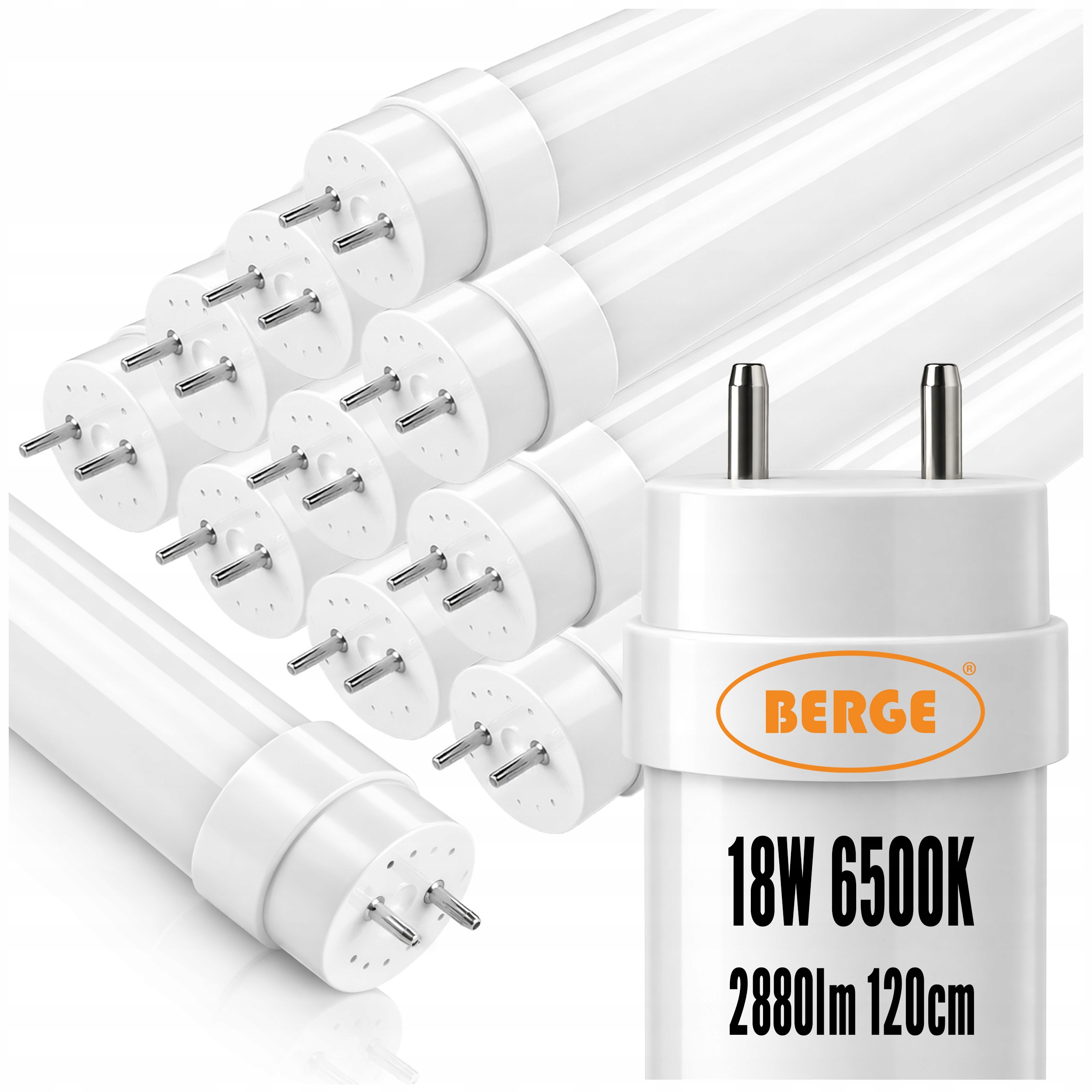 10x Zářivkové LED trubice 120CM T8 18W 2880lm G13 6500K Silné studené světlo