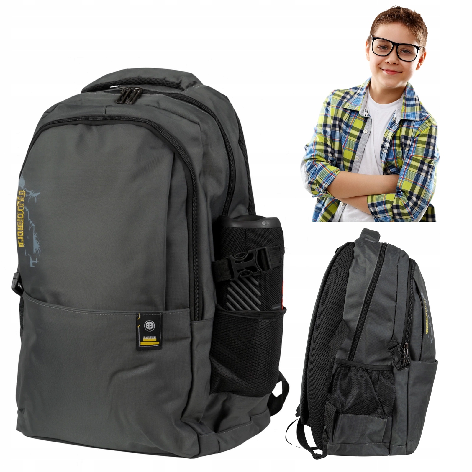 Batoh moderní šedý školní sportovní pro chlapce a dívky notebook 15,6"