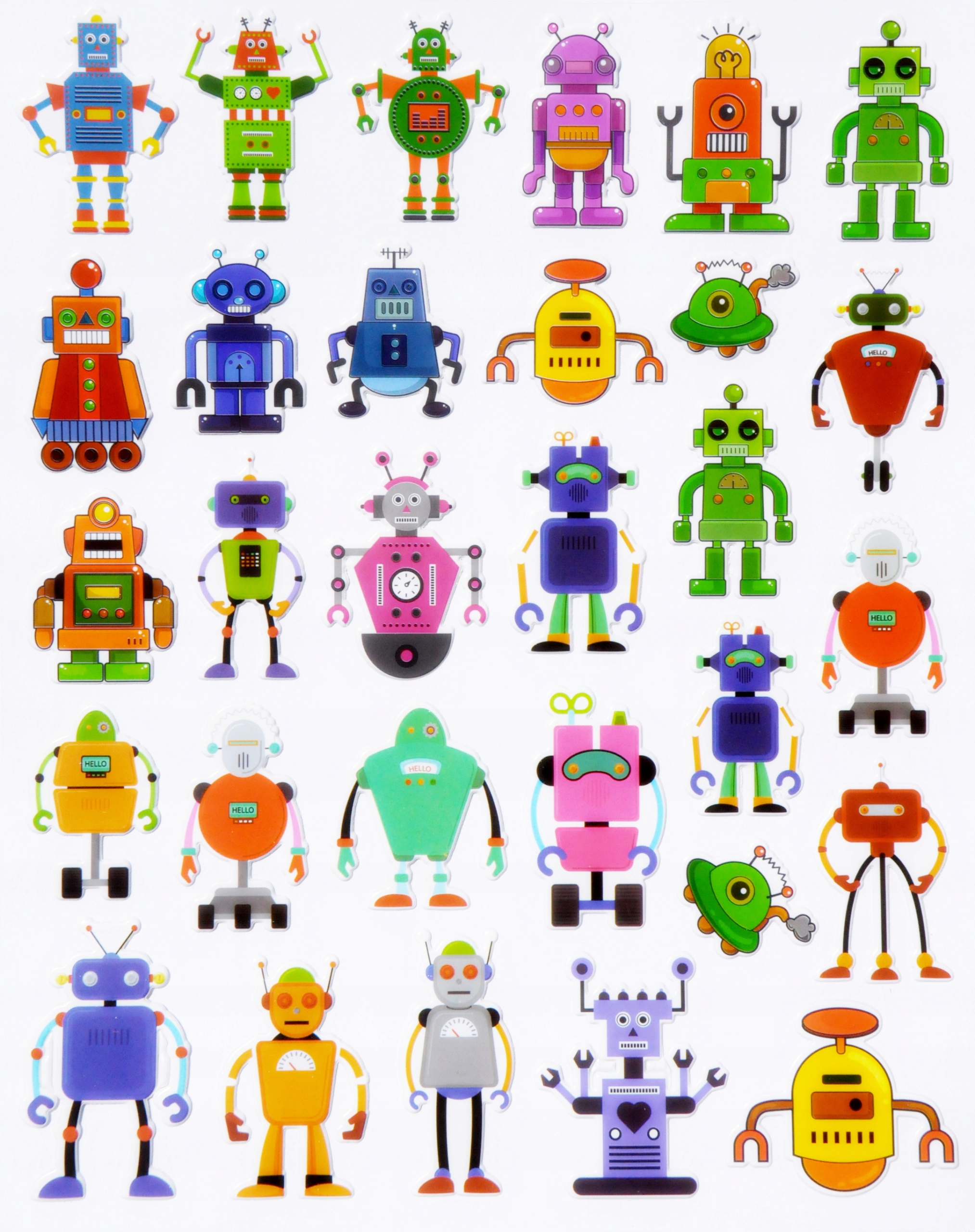 НАКЛЕЙКИ ПУХЛЫЕ МОТИВАЦИОННЫЕ 3D РОБОТЫ ТЕХНИКА