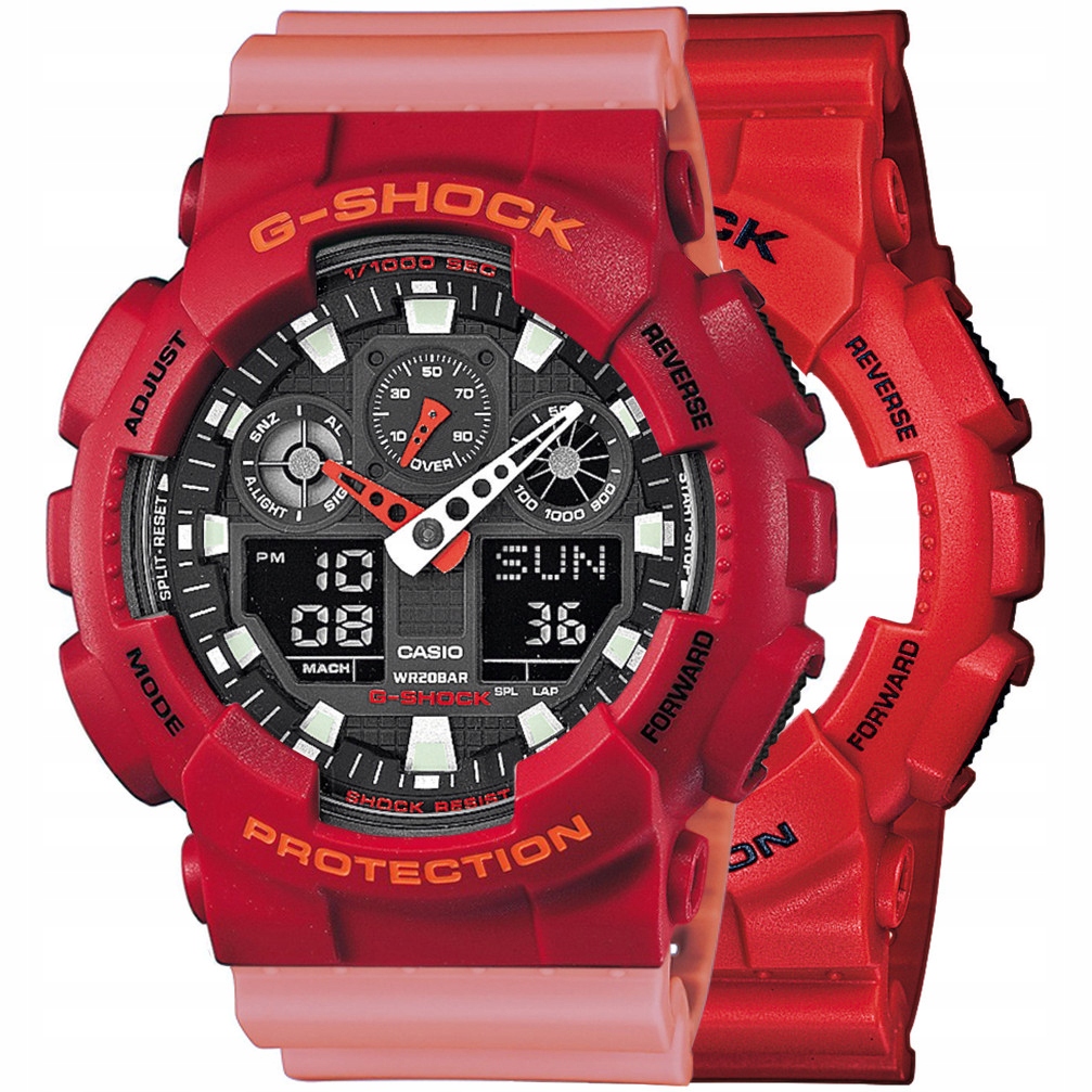 Sada G-shock GA-100B-4AER Červená Růžová